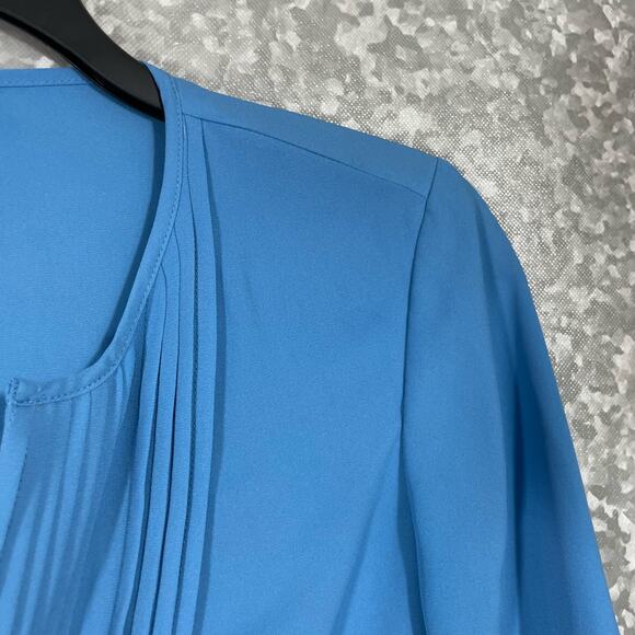 Banana Republic Womens Blue Pintuck Ruffle Blouse - Size Small - Preppy Corpcore - Picture 2 of 6
